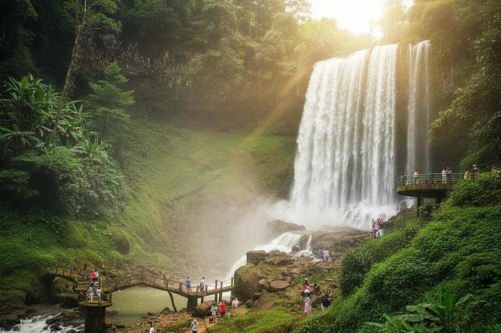 Th&aacute;c Dambri nằm trong khu rừng nguy&ecirc;n sinh với cảnh quan huyền ảo.